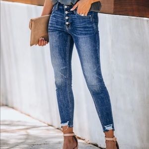 Kancan Trending High Rise Button Front Skinny